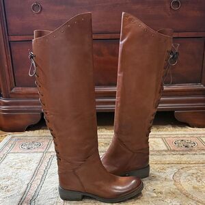 Sundance Glance My Way Women’s Sz 5.5-6/EU 36 Tall Rear Lace Cognac Leather Boot